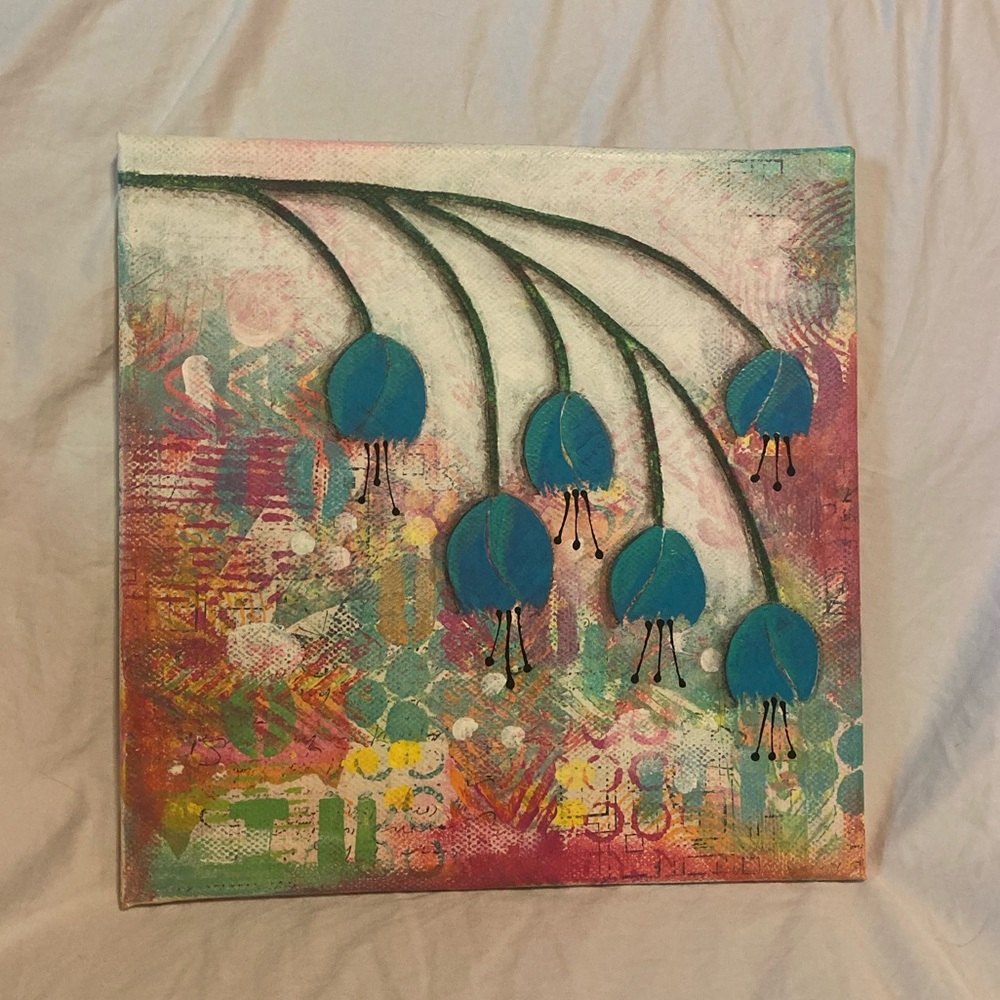 Handmade mixed media “minimalist flowers” canvas - Picture 3 of 4